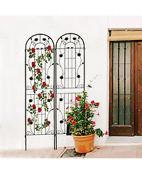 Clihome 2 Pack Metal Garden Trellis 86.7" x 19.7" Rustproof for Climbing Plants Outdoor Flower Support