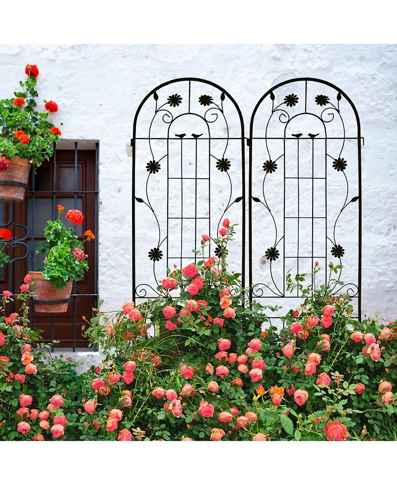 Clihome 2 Pack Metal Garden Trellis 86.7" x 19.7" Rustproof for Climbing Plants Outdoor Flower Support