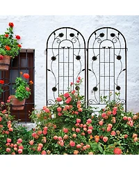 Clihome 2 Pack Metal Garden Trellis 86.7" x 19.7" Rustproof for Climbing Plants Outdoor Flower Support