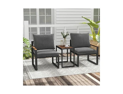 Boyel Living 3 Pieces Aluminum Frame Weatherproof Outdoor Conversation Set with Soft Cushions