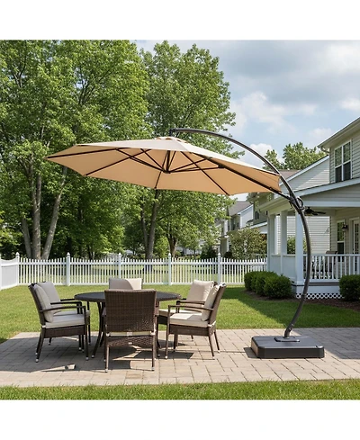 Boyel Living 11Feet Cantilever Patio Umbrella with Led Strip - Adjustable Arm, Uv Protection, Wind-Resistant for Outdoor Use
