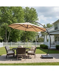 Boyel Living 11Feet Cantilever Patio Umbrella with Led Strip - Adjustable Arm, Uv Protection, Wind-Resistant for Outdoor Use