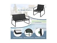 Boyel Living 4 Pieces Patio Furniture Set Fabric Lawn Chairs and Loveseat with Glass Coffee Table