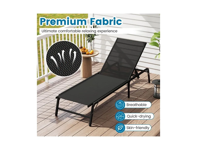 Boyel Living Chaise Lounge Chair Set of 2 Foldable Patio Lounge Chairs