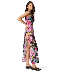 Steve Madden Women's Mesh Cowl Neck Cover-Up Maxi Dress