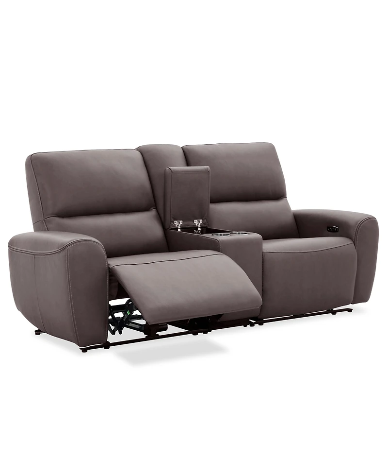 Symond 3-Piece Leather 2 Power Motion Sofa with Console
