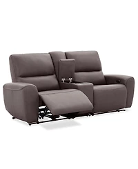 Symond 3-Piece Leather 2 Power Motion Sofa with Console