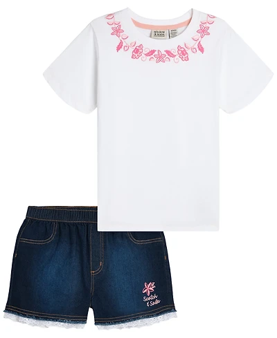 Scotch & Soda Toddler Girls' 2T-4T Short-Sleeve T-Shirt and Shorts, 2-Piece Set