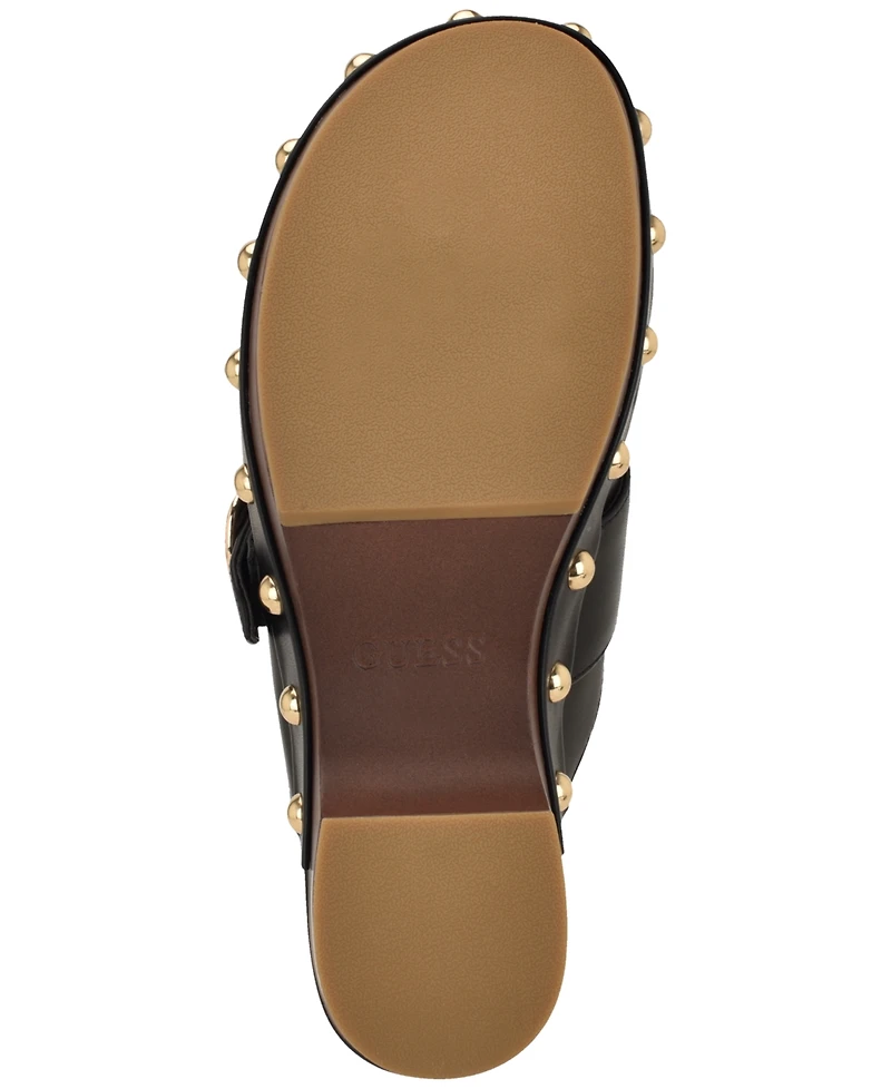 Guess Women's Grisee Platform Wood Bottom Heeled Clogs