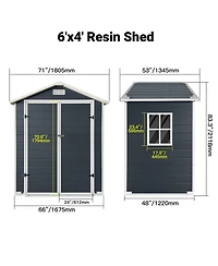 Clihome Plastic Outdoor Storage Shed with Floor and Lockable Door