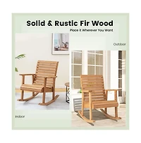 Boyel Living Outdoor Fir Wood Rocking Chair with High Backrest