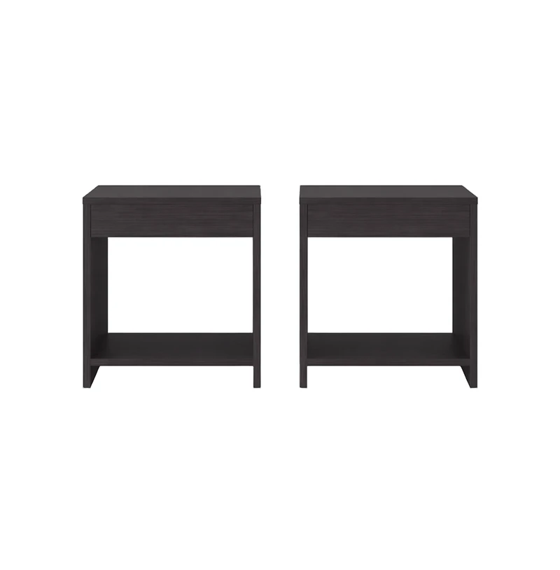 Fm Furniture Chroma Nightstands Set of 2 Modern Minimalist Bedroom Tables Open Storage, Wenge