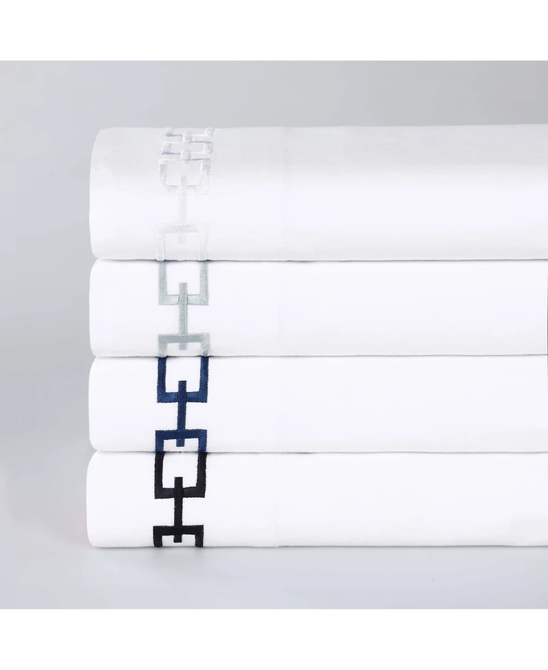 Superior Chain Links Cotton Embroidered Deep Pocket Bed Sheet Set, Twin