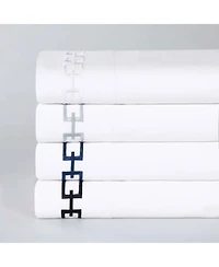 Superior Chain Links Cotton Embroidered Deep Pocket Bed Sheet Set, Twin