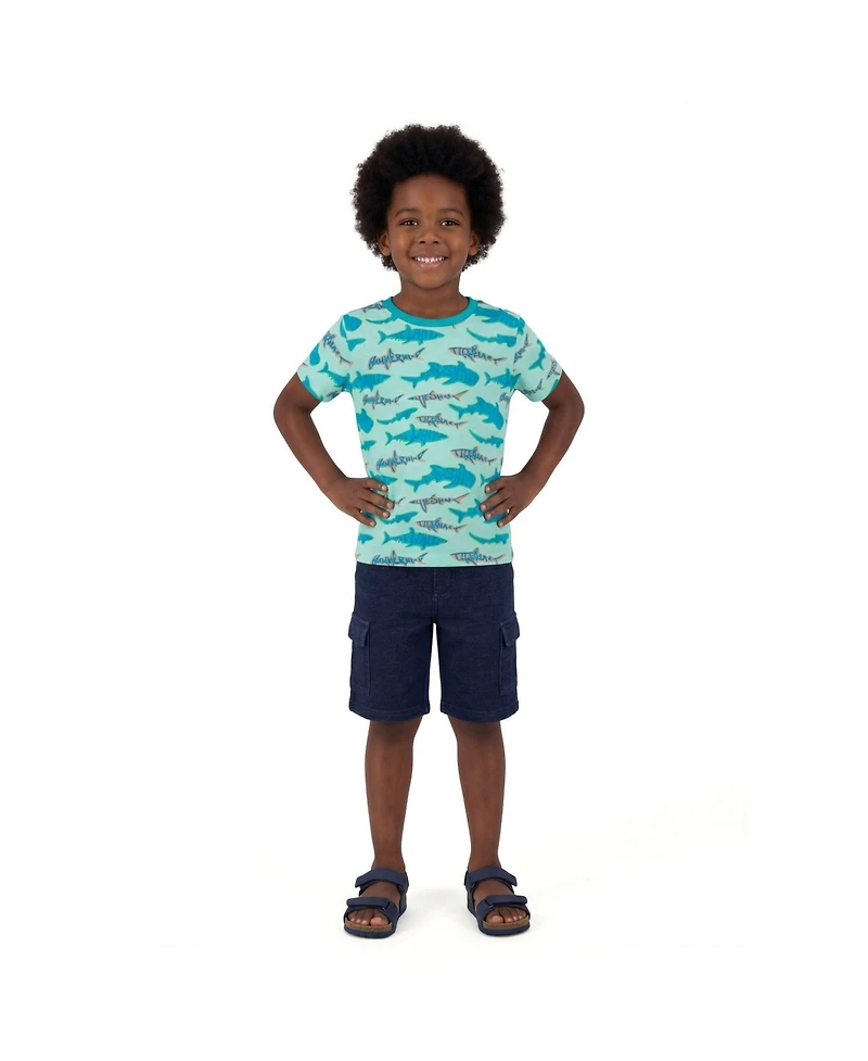 Andy & Evan Toddler Boys and Teal Sharks Graphic Tee