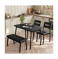 gaomon Dining Table Set for 4 Wooden Kitchen with Chamfer Design and Metal Legs Upholstered Bench