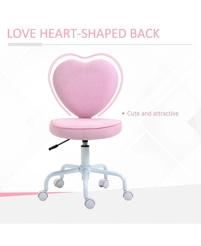 Boyel Living Heart Love Shaped Back Design Office Chair with Adjustable Height 360 Swivel Wheels