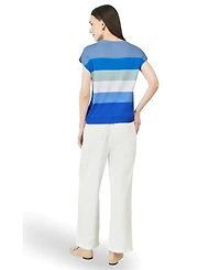 Yumi Women's Block Stripe Relaxed Knitted Top