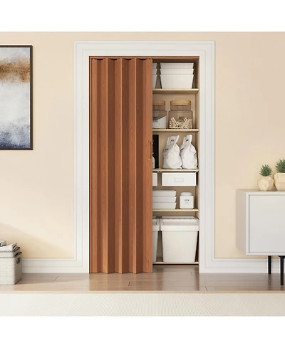 sumyeg 32-Inch W Pvc Foldable Accordion Door Room Divider for Indoor Space Separation and Privacy Use