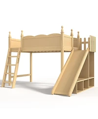 Streamdale Furniture Twin Loft Bed with Storage, Wardrobe, and Slide, Solid Wood