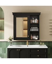 Phying Wall Mounted Bathroom Medicine Cabinet with Mirror Black Over Toilet Storage Cabinet Multifunctional Bathroom Storage Organizer