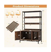 Ruie 57 Inch Tall Cat Litter Box Enclosure Cabinet with 2-Tier Storage and Scratcher