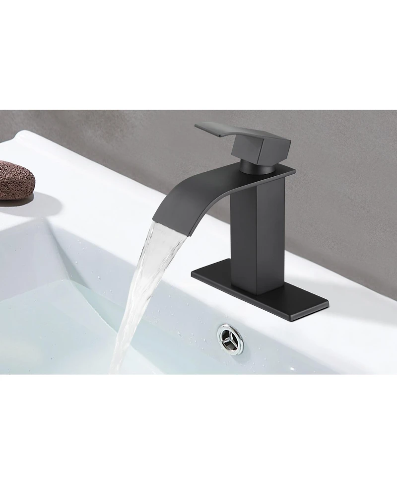 Phying Waterfall Spout Single Handle Bathroom Sink Faucet