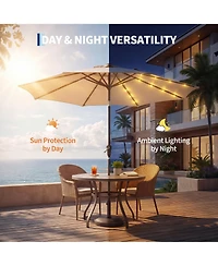 gaomon Outdoor 9FT Table Market Patio Umbrella with 32 Solar Led Lights for Garden, Deck