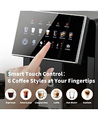 gaomon Automatic Coffee Machine with Built-in Grinder and Milk Frother, One-Touch Operation