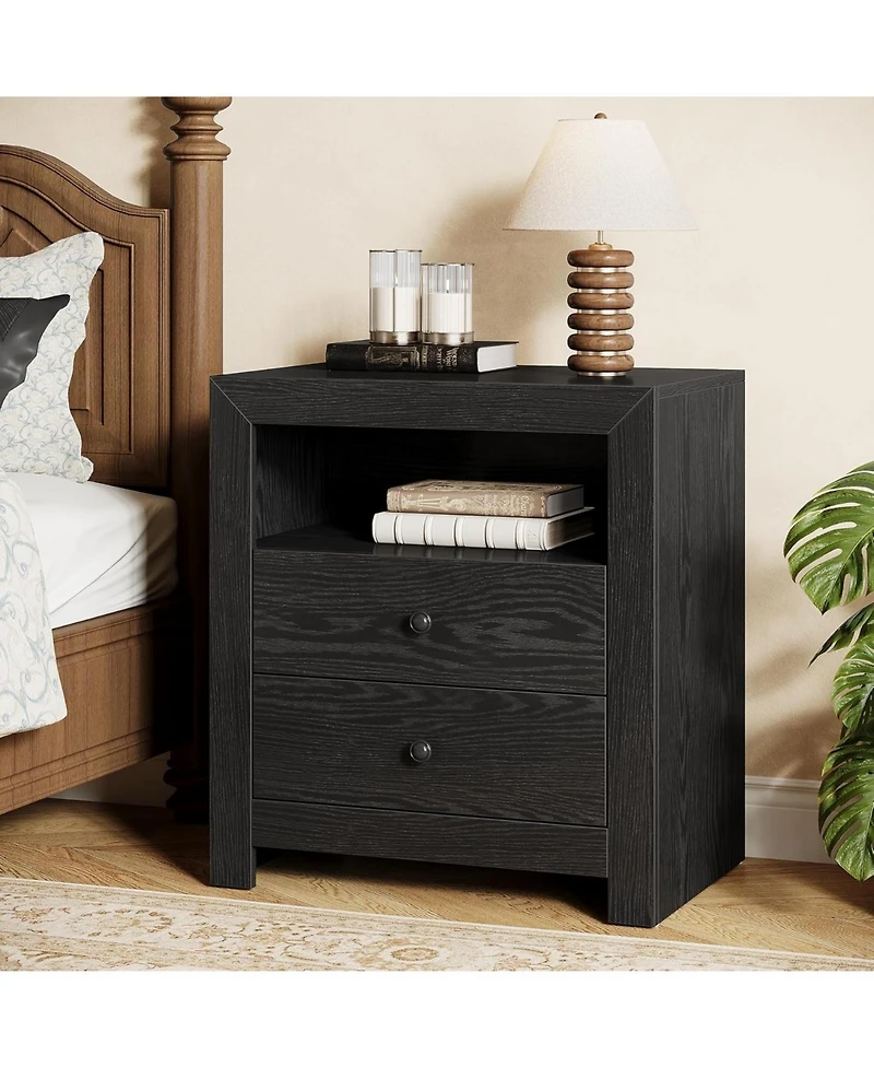 Tribesigns Modern 26" Tall Side End tables with Open Storage, 3-Tier White Nightstands for Living Room Bedroom,Set of 2 Sofa Small Spa