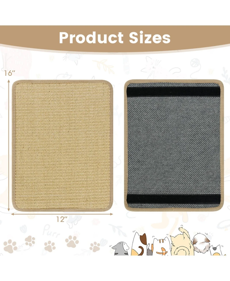 Cozito 16 x 12 in 6 Piece Cat Scratcher Mat Set with Sisal Pads