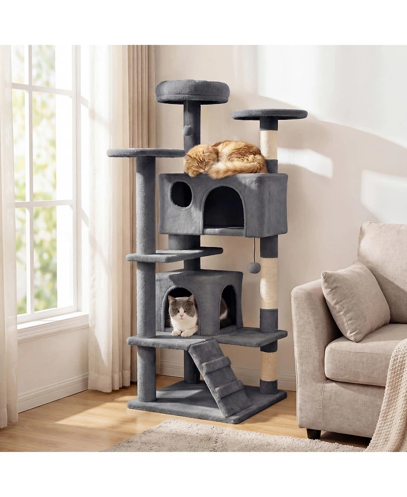 Cozito 52 in Tall Cat Tree Tower for Indoor Cats with Perches and Caves.
