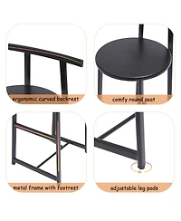 sumyeg Bar Stool Set of 3 Counter Height Barstools with Backrest, Armless Design for Kitchen Island Dining Use