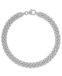 Macy's Men's Starburst Diamond-Cut Cuban Link Chain Bracelet in Sterling Silver