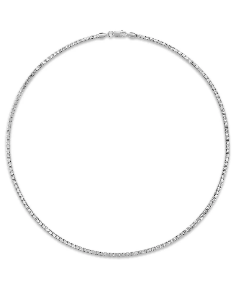 Macy's Men's Pave Diamond-Cut Box Chain Necklace in Sterling Silver