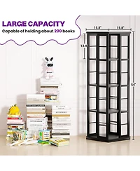 Aheaplus Corner 4-5 Tiers Display Shelves, Freestanding Rotating Bookshelf