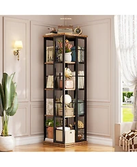 Aheaplus Corner 4-5 Tiers Display Shelves, Freestanding Rotating Bookshelf