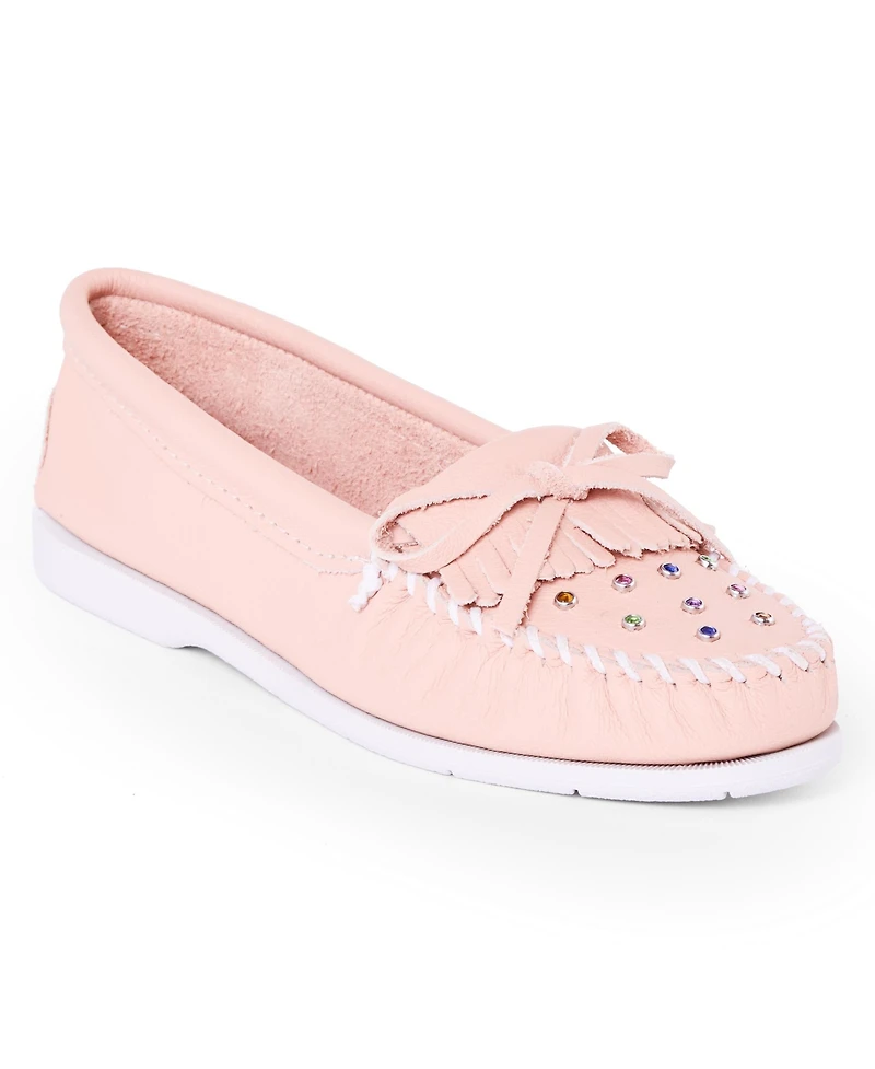 Minnetonka Women's Rhinestone Leather Moccasins