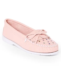 Minnetonka Women's Rhinestone Leather Moccasins