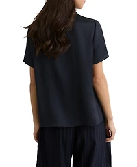 Reiss Women's Silk Half-Button Short-Sleeve Shirt