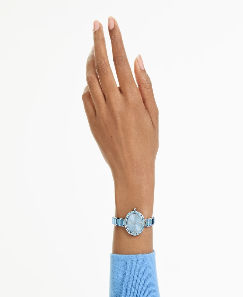 Swarovski Matrix Bangle Swiss Crystal Bracelet Blue Stainless Steel Watch 25 x 25mm
