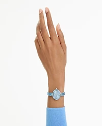 Swarovski Matrix Bangle Swiss Crystal Bracelet Blue Stainless Steel Watch 25 x 25mm