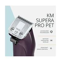 Wahl Pro Animal Km Supera Cordless Pet Clipper for cats & dogs, battery-powered grooming clipper with Lockguard technology.