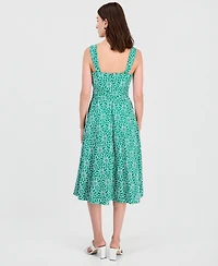 Tahhari Asl Women's Cotton Eyelet Belted Midi Dress