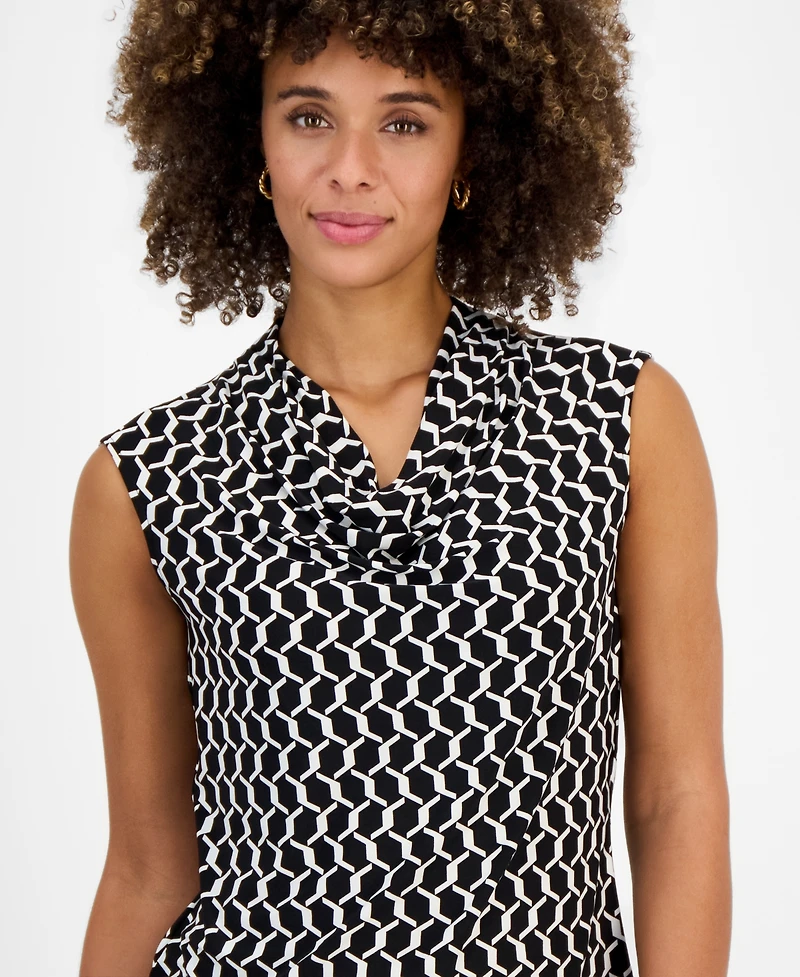 Kasper Women's Cowl-Neck Cap-Sleeve Blouse
