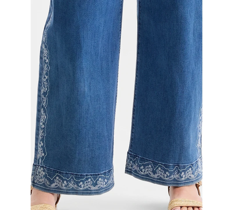 Style & Co Plus High-Rise 5-Pocket Wide-Leg Jeans, Macy's Exclusive