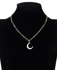 Unwritten Cubic Zirconia Fine Silver-Plated Moon Pendant Necklace