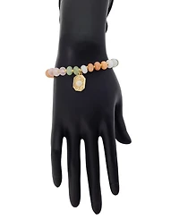 Unwritten Semi Precious Stone Gold-Tone Plated Seashell Charm Stretch Beaded Bracelet
