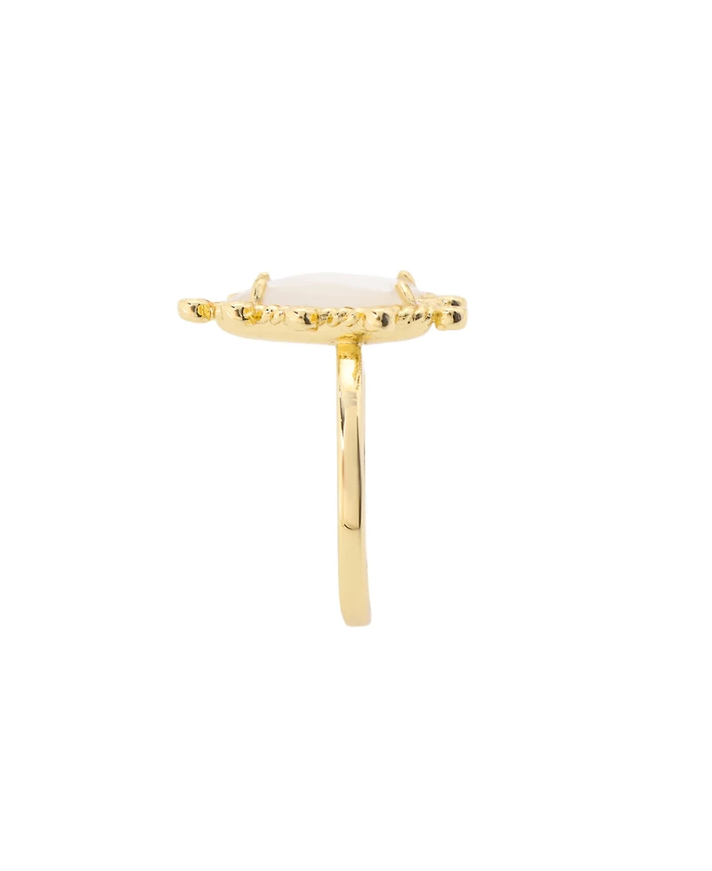 Unwritten Imitation Pearl and Cubic Zirconia Gold-Tone Plated Heart Statement Ring