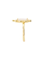 Unwritten Imitation Pearl and Cubic Zirconia Gold-Tone Plated Heart Statement Ring